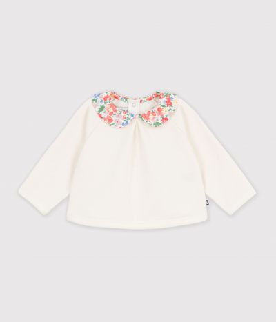 Sweatshirt bébé en coton uni avec son col imprimé