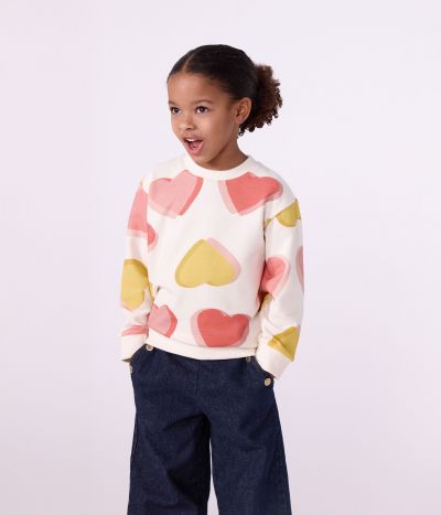 Sweatshirt enfant en coton imprimé cœurs