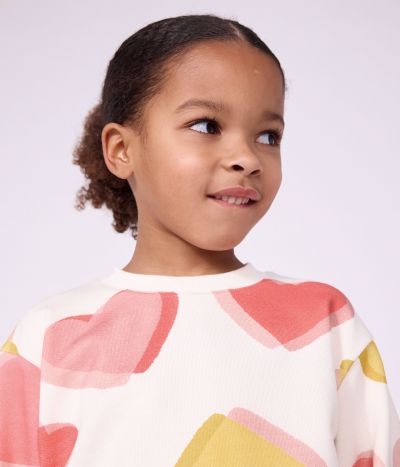 Sweatshirt enfant en coton imprimé cœurs