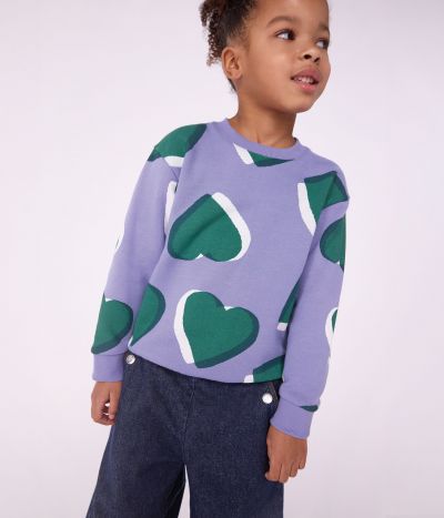 Sweatshirt enfant en coton imprimé cœurs