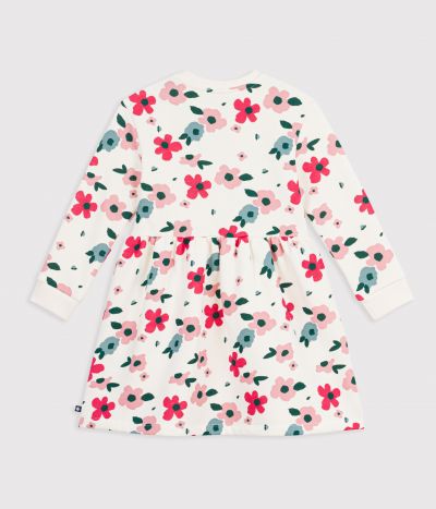 Robe enfant en coton manches longues à fleurs