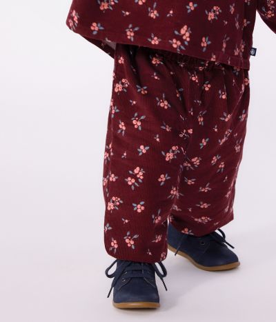 Pantalon bébé en velours imprimé à fleurs