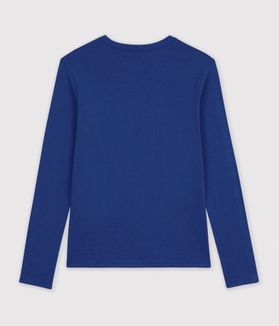 Tee-shirt femme en coton manches longue uni