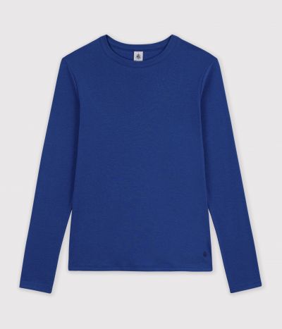Tee-shirt femme en coton manches longue uni