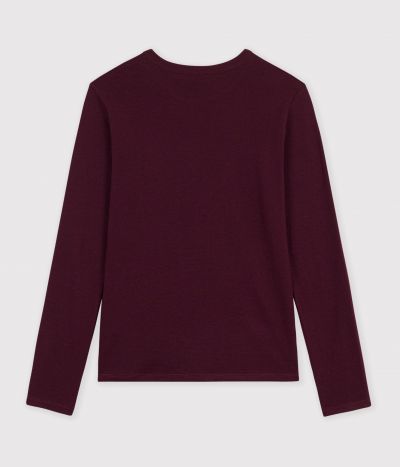 Tee-shirt femme en coton manches longue uni