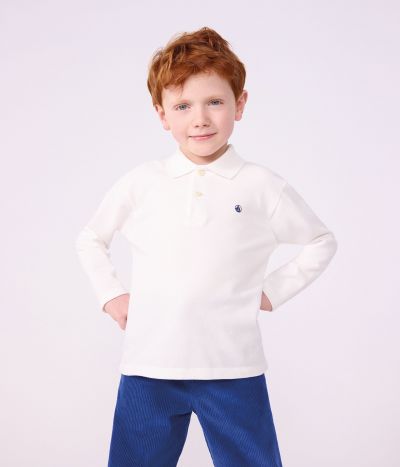 Polo enfant en coton à manche longues uni