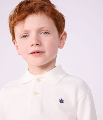 Polo enfant en coton à manche longues uni