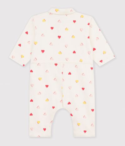 Combinaison longue bébé en coton imprimé cœurs
