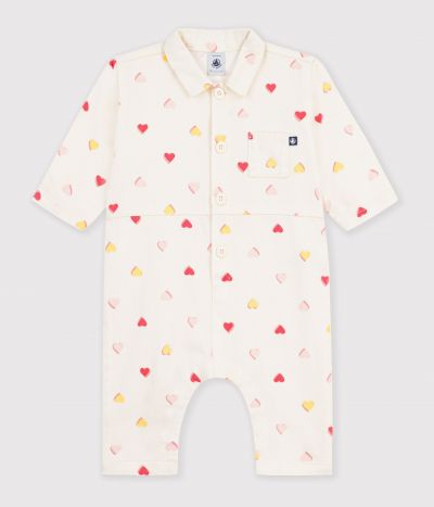 Combinaison longue bébé en coton imprimé cœurs