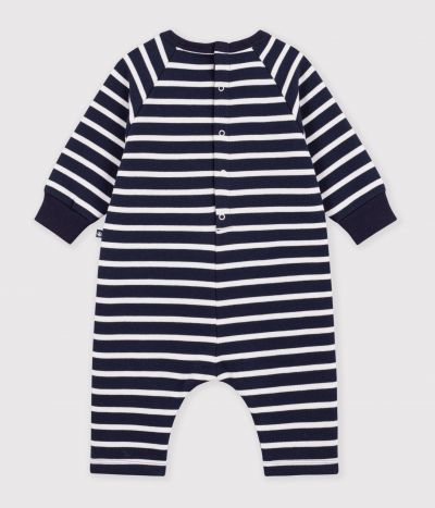 Combinaison longue bébé en coton rayé