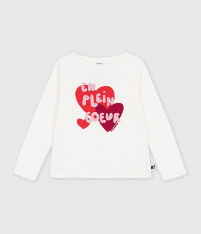 Tee-shirt enfant manches longues à motif cœur