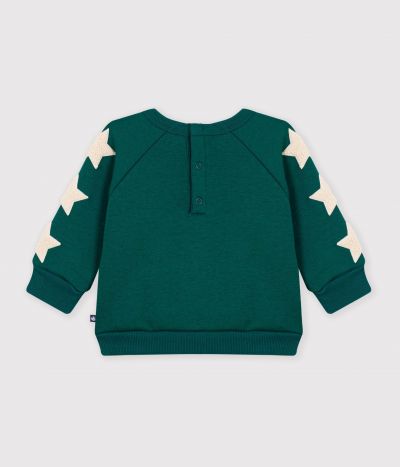 Sweatshirt bébé en coton uni et ses badges étoiles