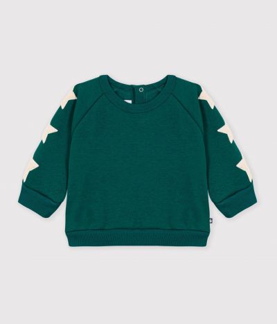 Sweatshirt bébé en coton uni et ses badges étoiles