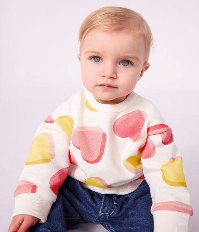 Sweatshirt bébé en coton imprimé cœurs