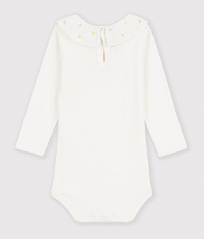 Body bébé en coton uni à col brodé