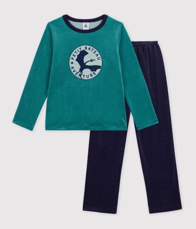 Pyjama enfant en velours uni à motif dragon