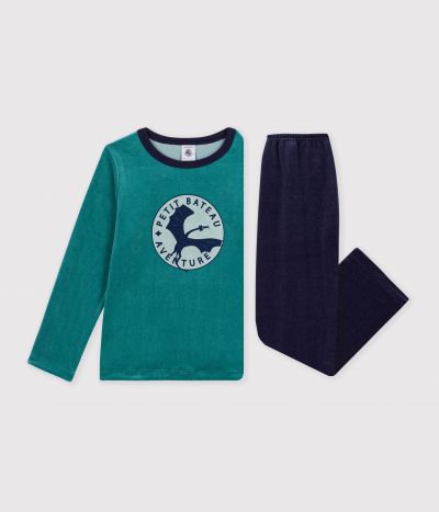 Pyjama enfant en velours uni à motif dragon