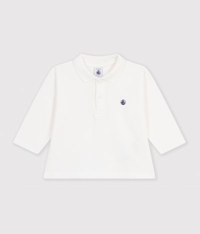 Polo bébé en coton à manches longues uni