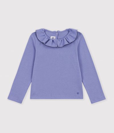 Tee-shirt à col enfant manches longues uni