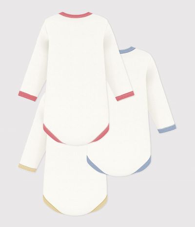 Lot de bodies manches longues en coton uni bébé