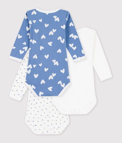Lot de bodies manches longues en coton imprimé cœurs bébé