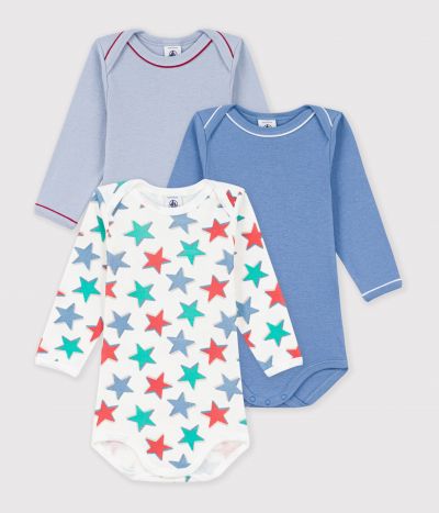 Lot de bodies manches longues en coton imprimé étoiles bébé