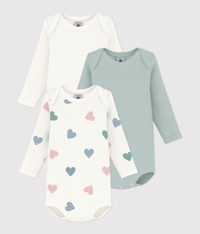 Lot de bodies manches longues en coton imprimé à fleurs bébé