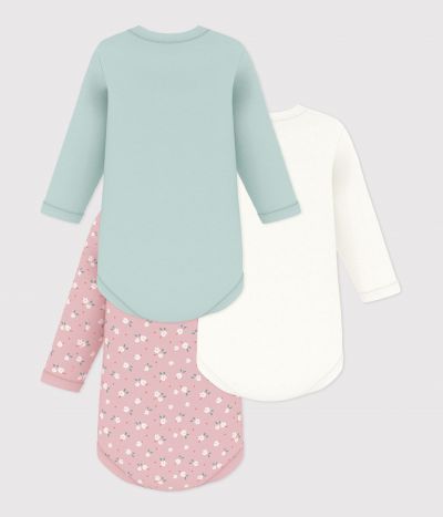 Lot de bodies manches longues en coton imprimé à fleurs bébé