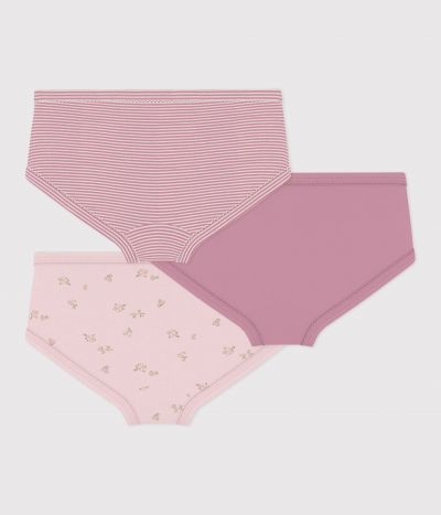 Lot de culottes enfant en coton taille haute à fleurs