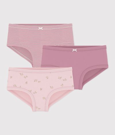 Lot de culottes enfant en coton taille haute à fleurs