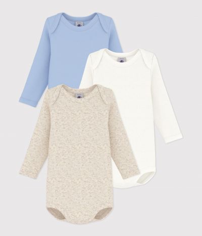 Lot de bodies manches longues en coton uni bébé