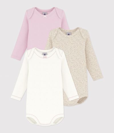 Lot de bodies manches longues en coton uni bébé