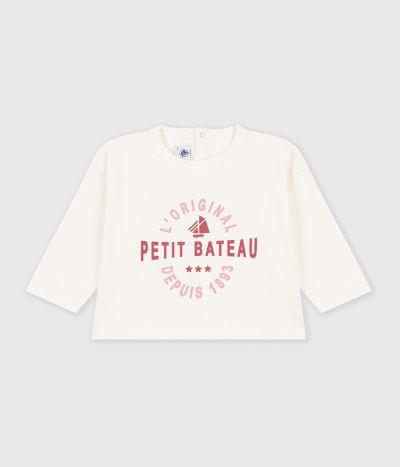 Tee-shirt bébé en coton manches longues uni à motif