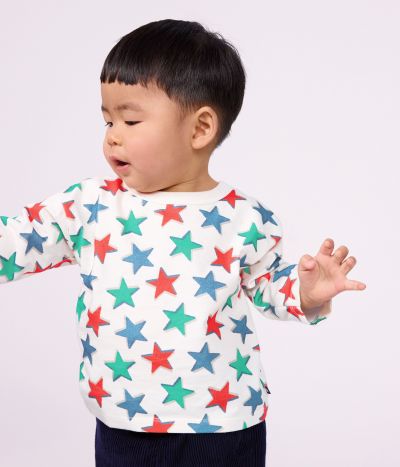 Tee-shirt bébé en coton manches longues imprimé étoiles