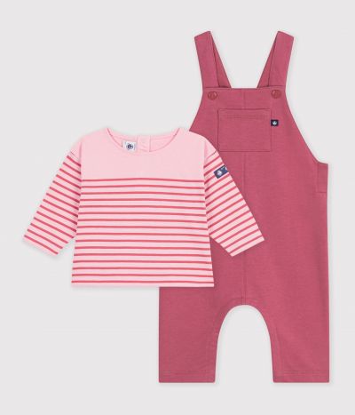 Ensemble cadeau bébé en coton : tee-shirt et salopette