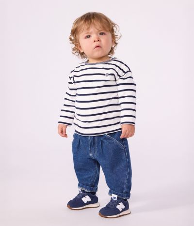 Tee-shirt bébé en coton manches longues à rayures