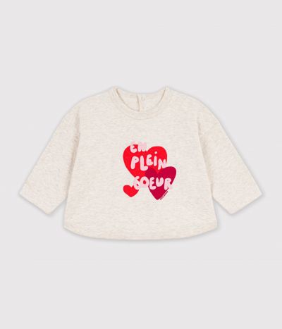 Tee-shirt bébé en coton manches longues uni à motif
