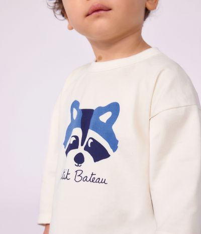 Tee-shirt bébé en coton manches longues uni à motif