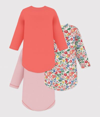 Lot de bodies manches longues en coton imprimé à fleurs bébé