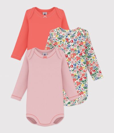 Lot de bodies manches longues en coton imprimé à fleurs bébé