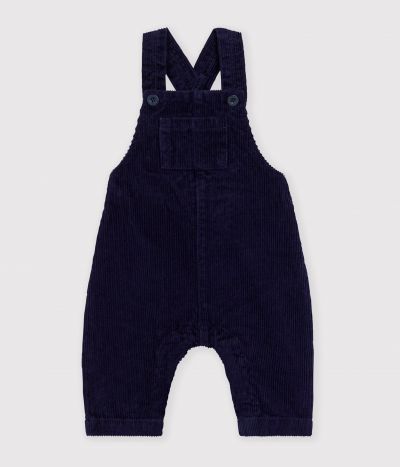Salopette bébé en velours jambes longues unie