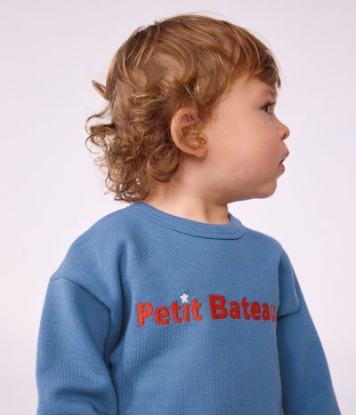 Sweatshirt bébé en coton uni et sa broderie