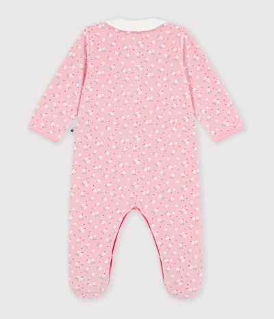 Pyjama bébé en velours avec col, imprimé à fleurs