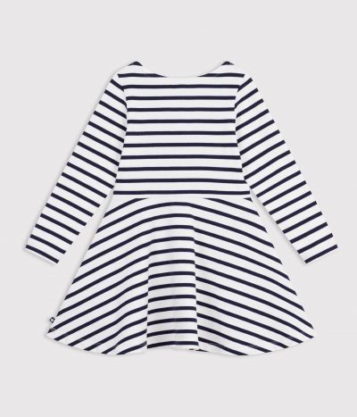Robe enfant en coton manches longues à rayures