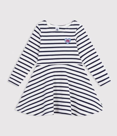 Robe enfant en coton manches longues à rayures