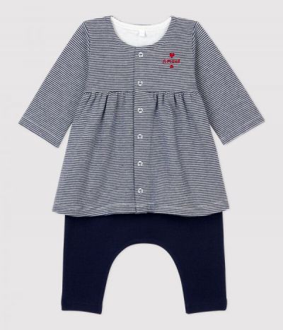 Robe legging à rayures bébé fille tubique en coton biologique