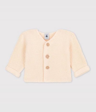 Cardigan bébé tricot point mousse en coton