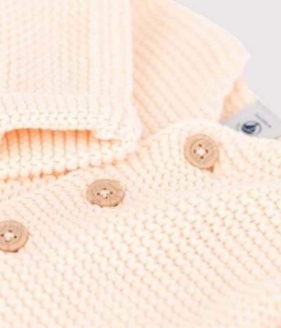 Cardigan bébé tricot point mousse en coton