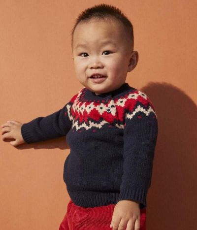 Pull bébé en tricot de laine et coton