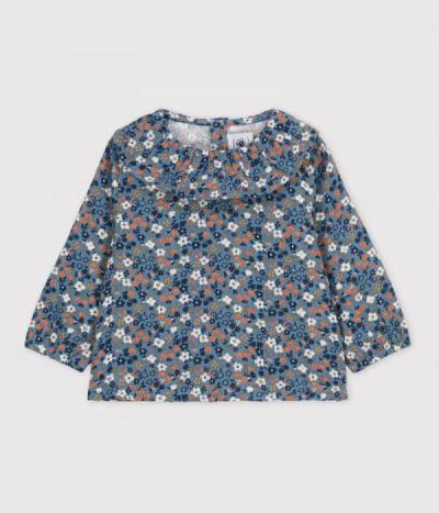 Blouse manches longues bébé imprimée en gaze de coton